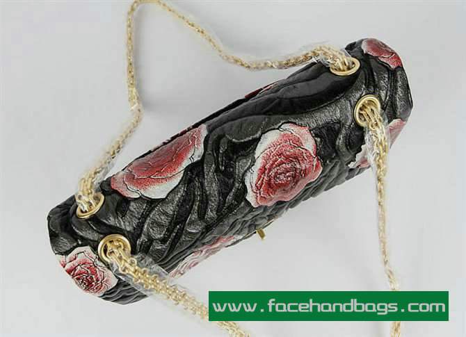 Chanel 2.55 Rose Handbag 50145 Gold Hardware-Black Red